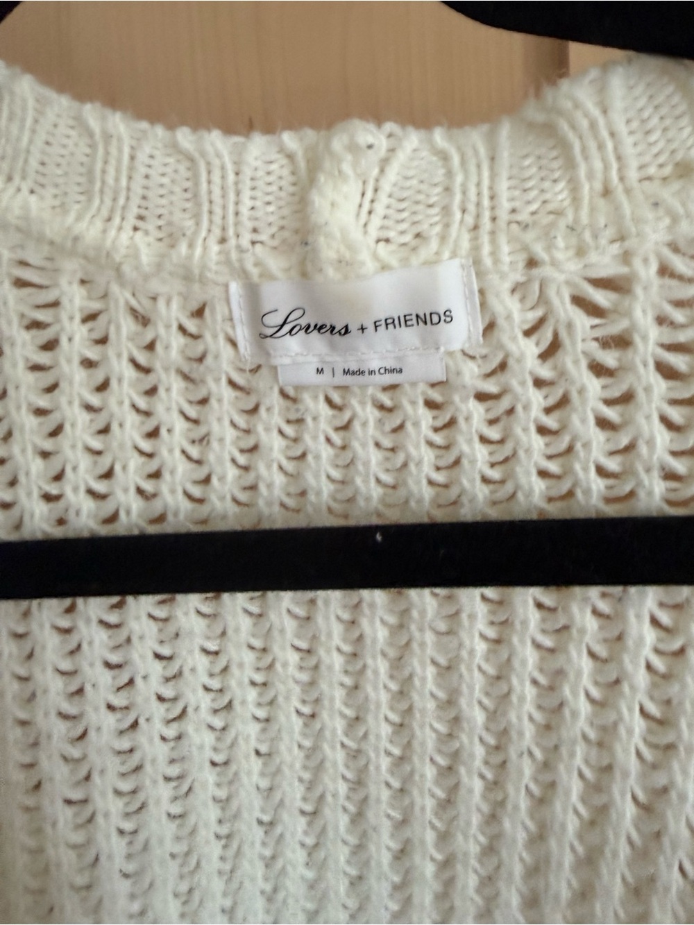 Lovers + Friends Cream Open-Weave Crew Sweater